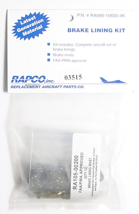 RAPCO RA66-106-4K BRAKE LINING KIT - 4 PACK